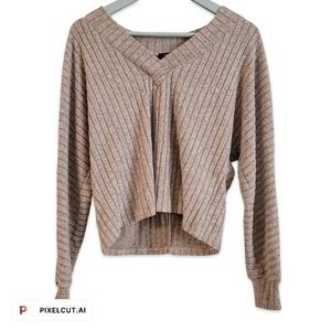 Winter Sweater BCX for Women Tan/cream Long sleeves Blouse Vneck 3/4 Sma…